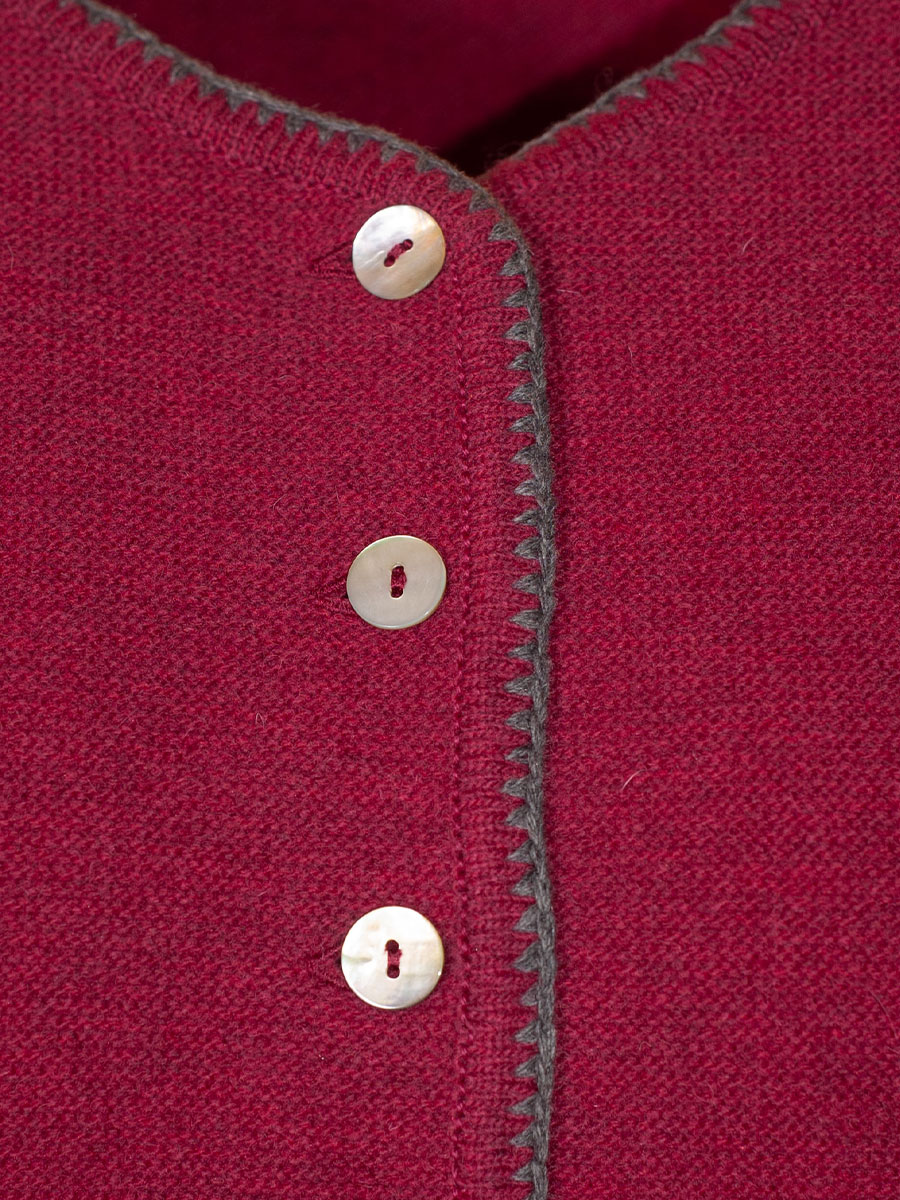 Huber Strickjacke Freya, dunkelbeere, steingraue Einfassung #3
