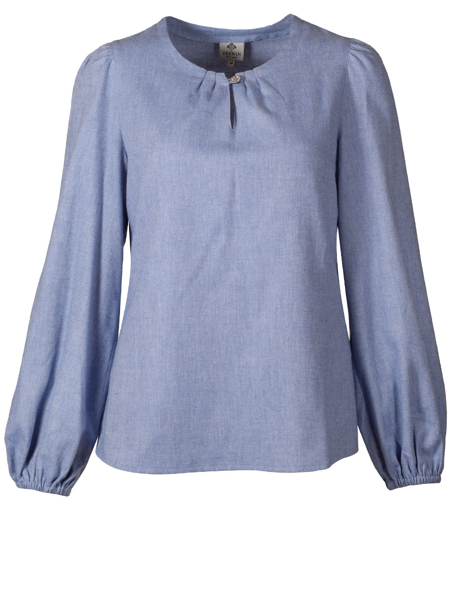 Berwin & Wolff Flanellbluse hellblau, weite Arme #1