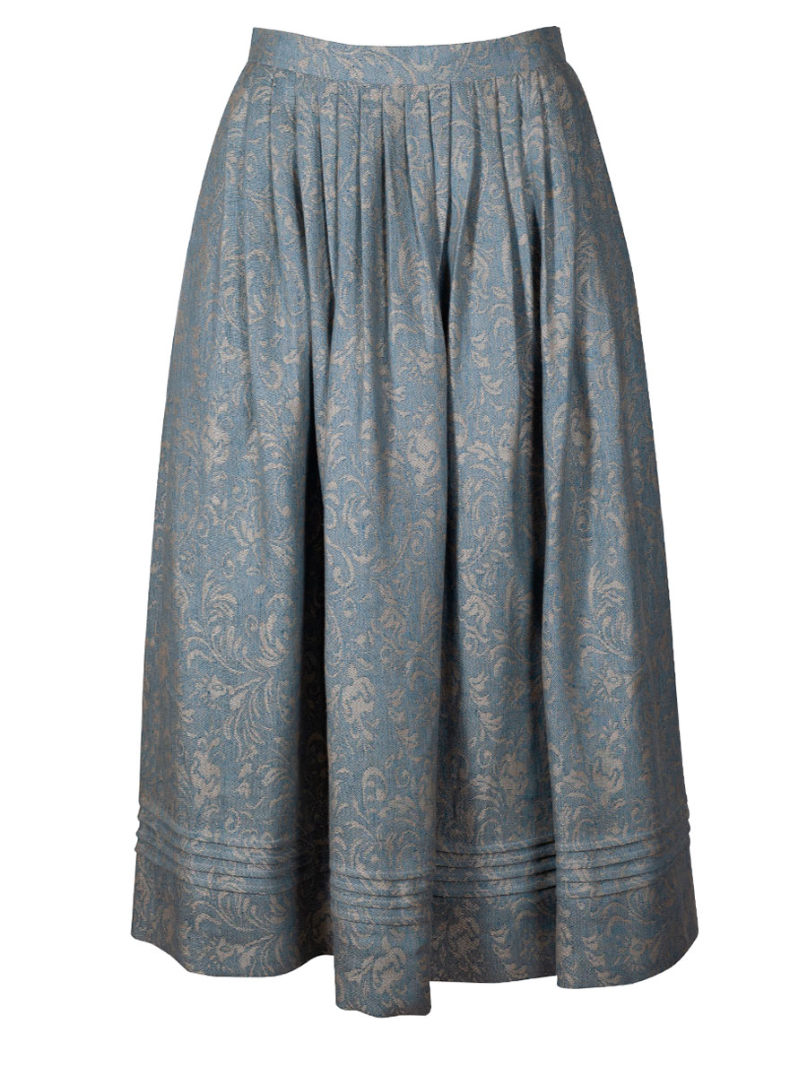 Gottseidank Leinenrock Apollonia, nebelblau-beige, Jacquard-Muster #1