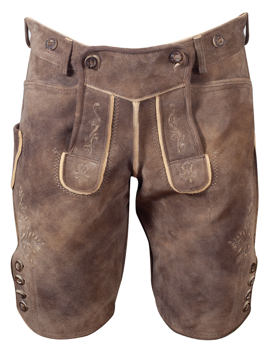 Weinbauer Kurze Lederhose Donau, Ziegenvelour, eiche #1