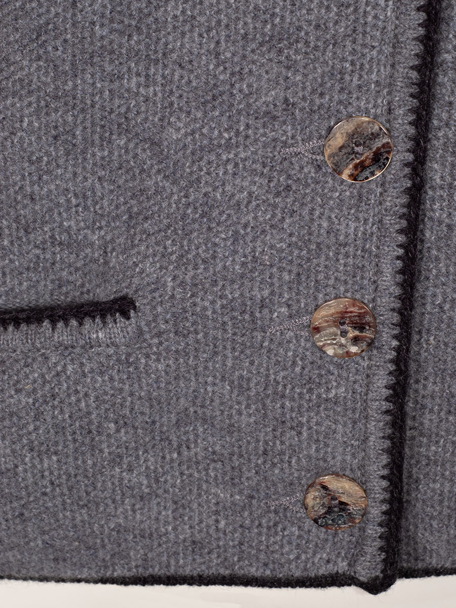 Astrifa Strickjacke Damen Panholz, mittelgrau, dunkelgraue Einfassung #4