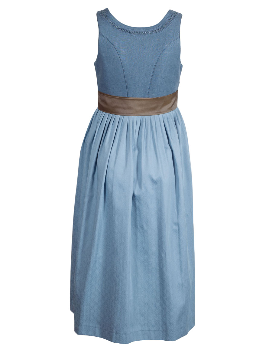 Wenger Lina Umstandskleid, blau, grünes Schleifenband, Leinen #3