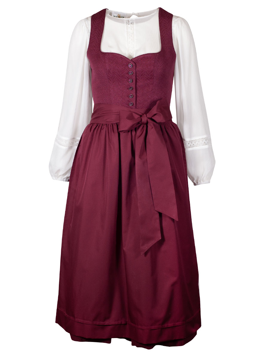 Wenger Festdirndl Lauri, bordeaux, Plisseerock, 80lg #1