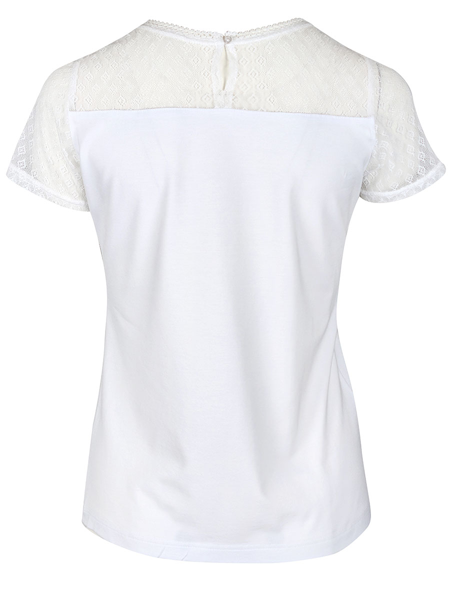 Waldorff Spitzenshirt weiß, Rundhals, Stretch #2
