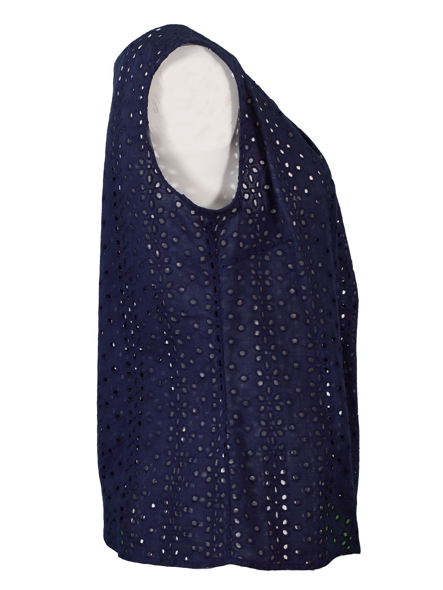 Berwin & Wolff Sommertop, Blusentop, Lochmuster, marine #2