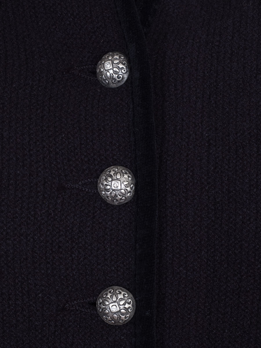 Astrifa Strickjacke Bairach, schwarz mit Samteinfassung, Kelchkragen, elegant #5