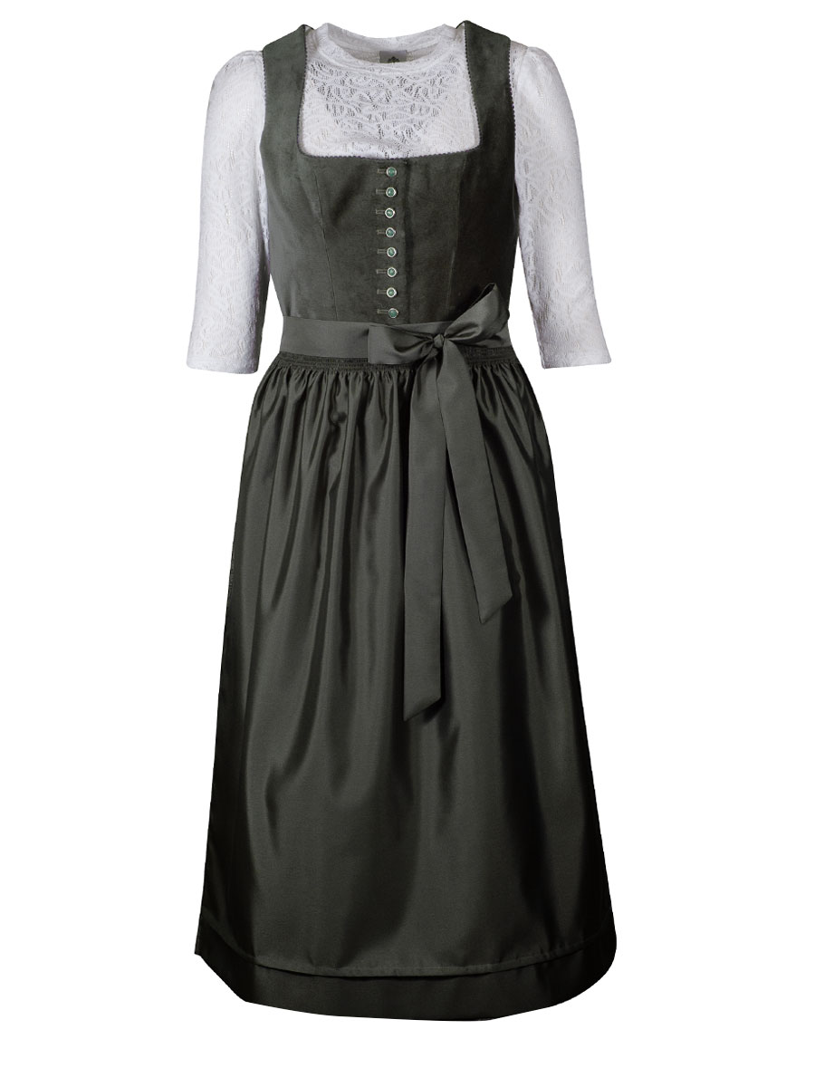 Wenger Dirndl Runa, Samtmieder, salbei, elegant, 80lg #1