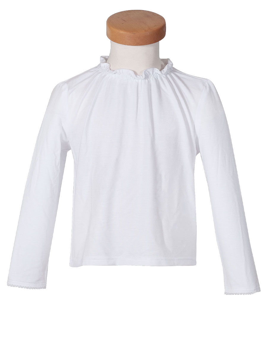 Feli und Hans Safira Langarmshirt, Mädchen, weiß, Rüschenkragen #1