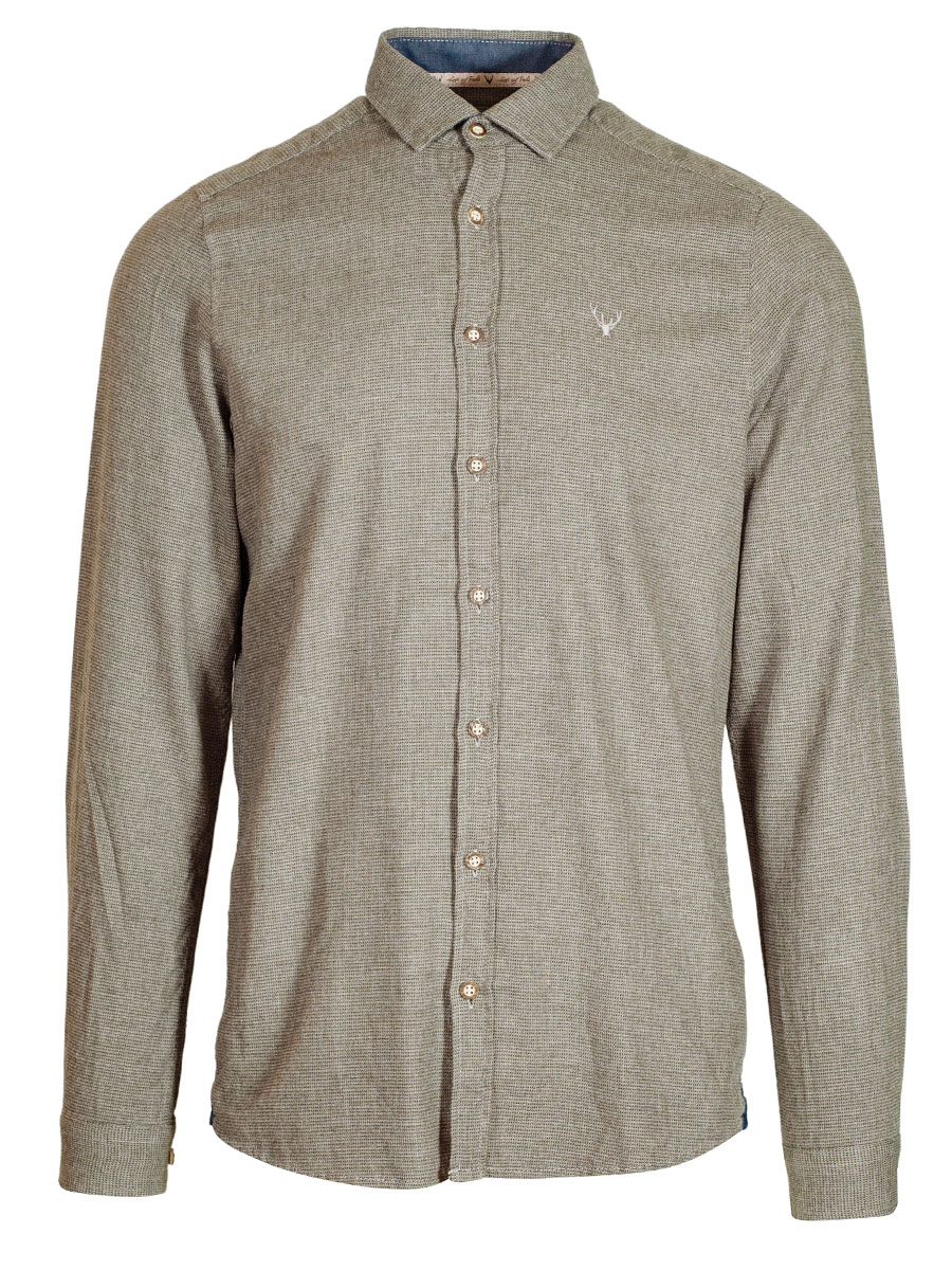 Hatico Herrenhemd, uni oliv, Liegekragen, SlimFit #1