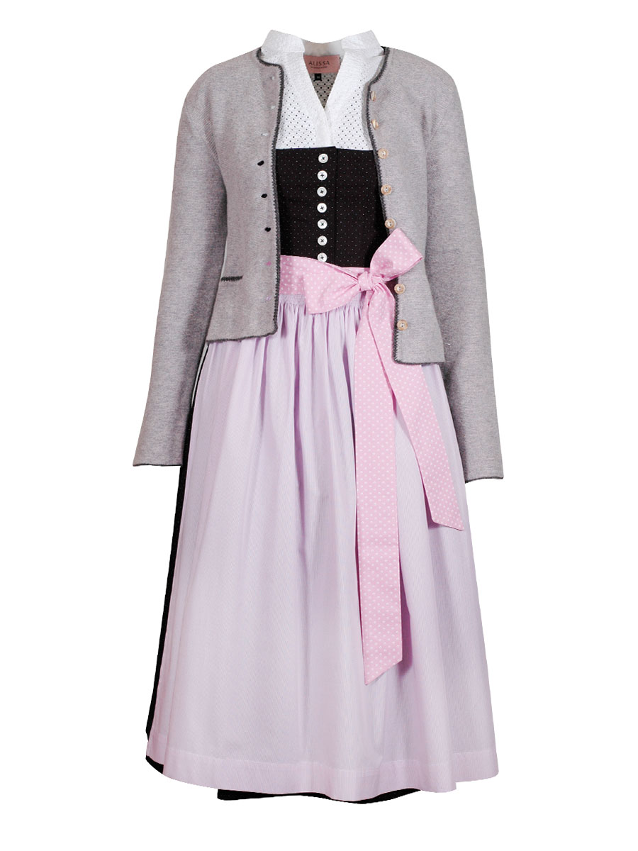 hausg'macht Dirndl Pillersee, schwarz, gemustert, rosa Schürze, 80cm #2