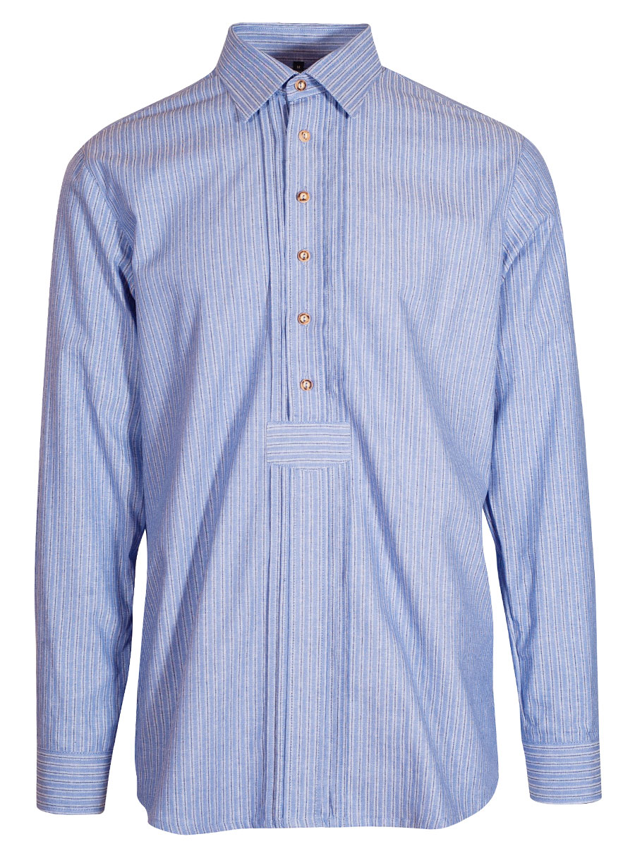 Orbis Herrenhemd, Pfoad, mittelblau, gestreift, Liegekragen #1
