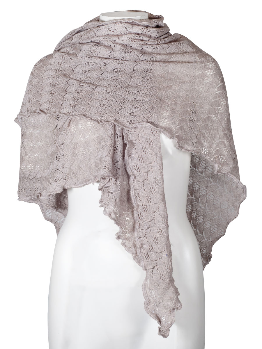 Wenger Strickstola Sofia, sand, Lochmuster, gewellter Abschluss #1