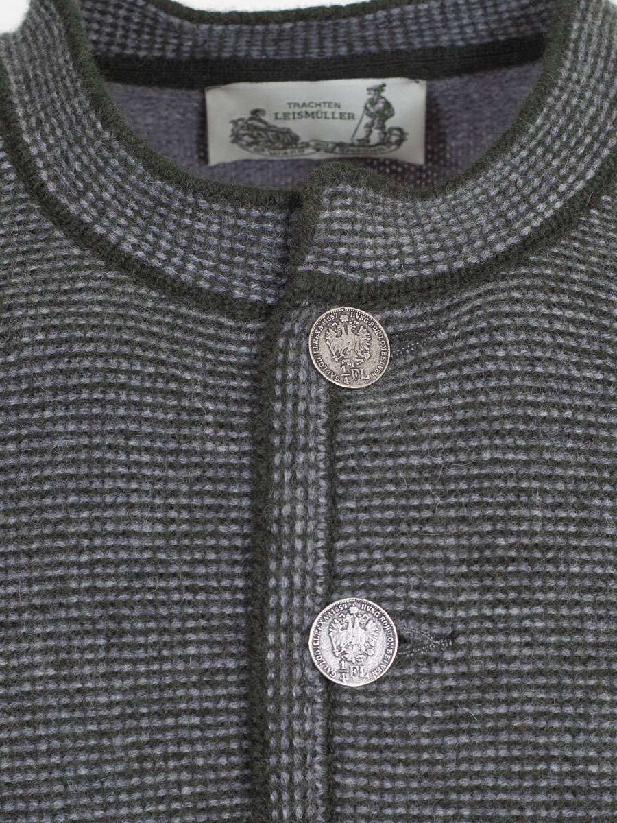Strickjacke Benno, mittelgrau, Vorderseite grau-grün meliert #4