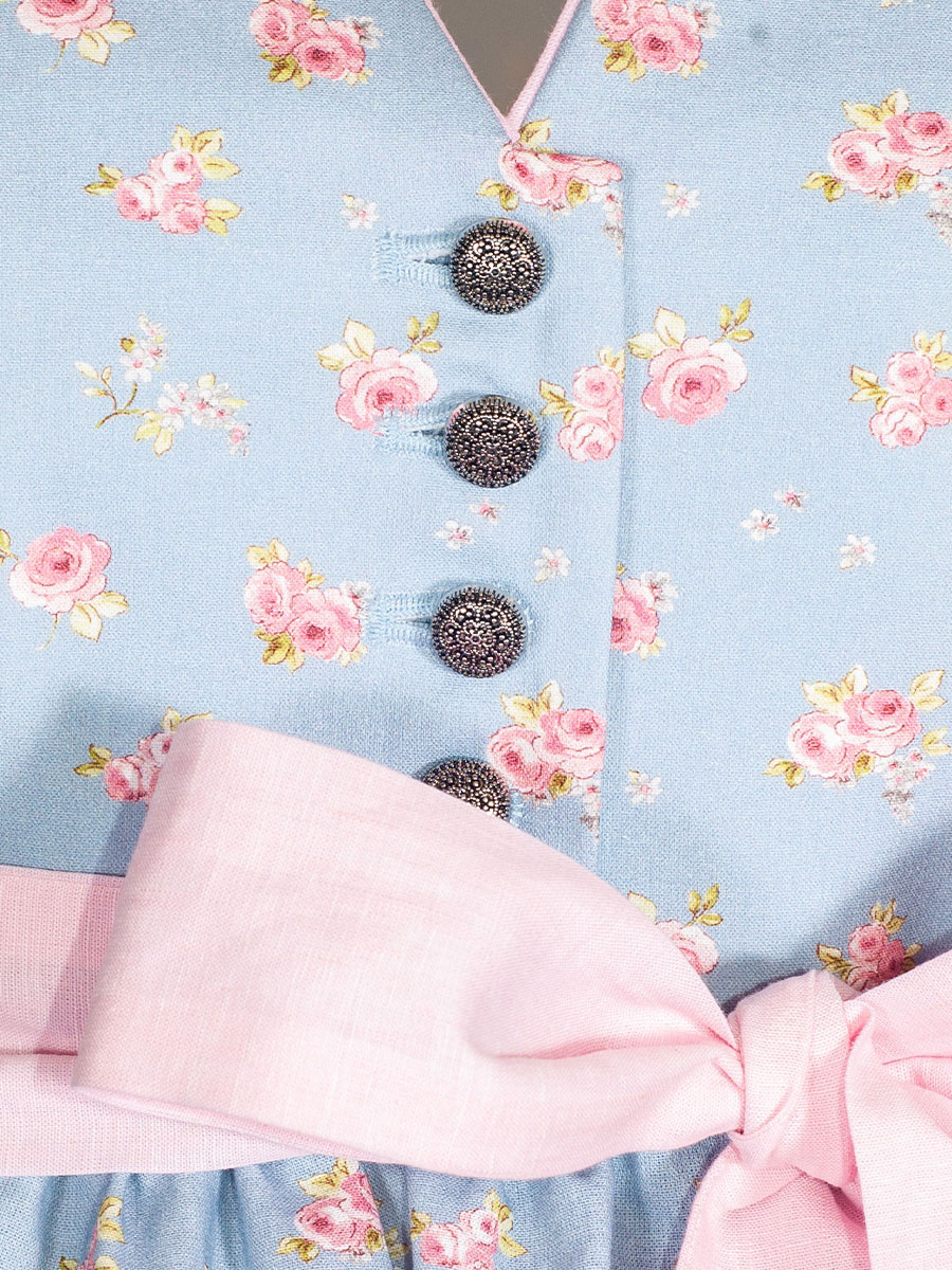 Berwin & Wolff Umstandsdirndl hellblau, geblümt, rosa Schleifenband #4
