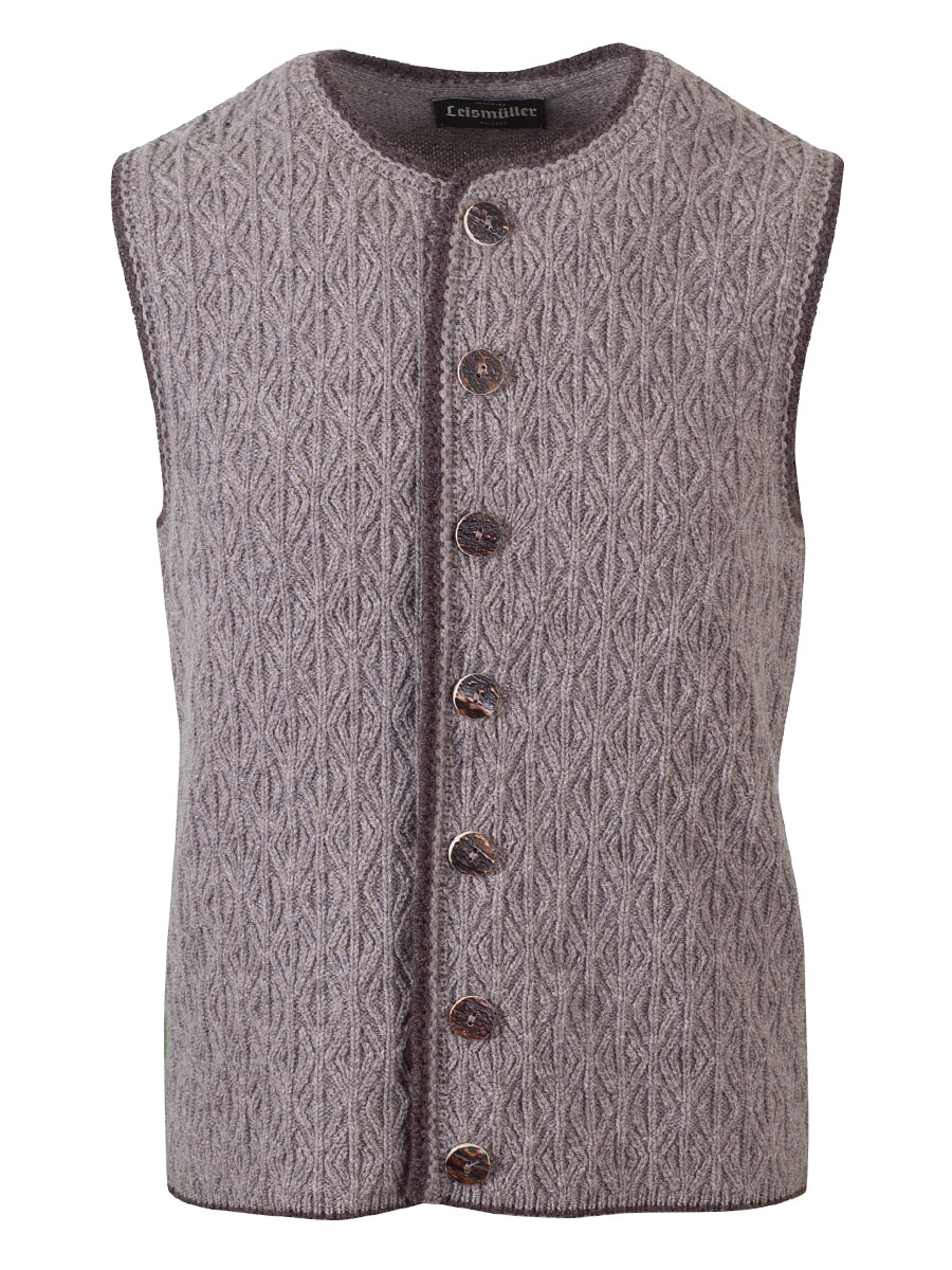 hausg'macht Strickweste Fridolin schlamm, Rautenmuster, Hirschhornknöpfe #1