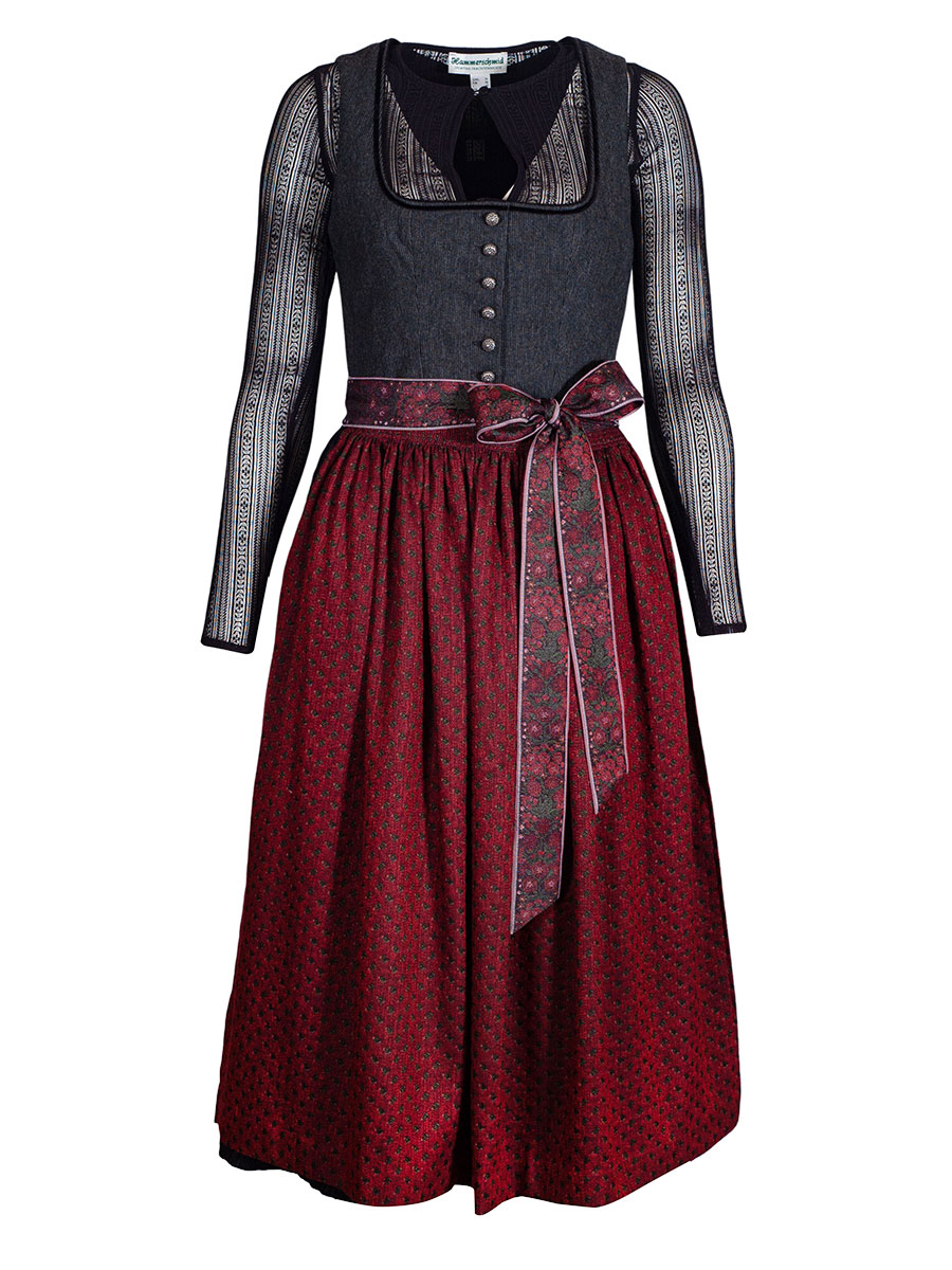 Hammerschmid Pillersee Dirndl, schwarz mit rot, 80lg #1