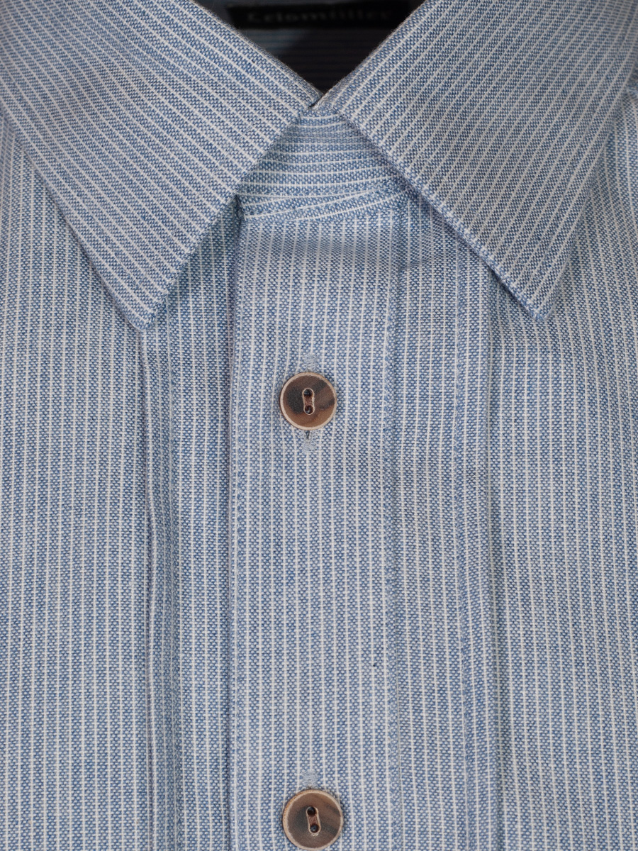 Johann Trachtenhemd blau, gestreift, Liegekragen, Biesen, Pfoad #2