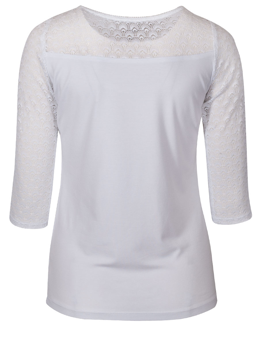 Waldorff Spitzenshirt weiß, 3/4-Arm, Stretch #2