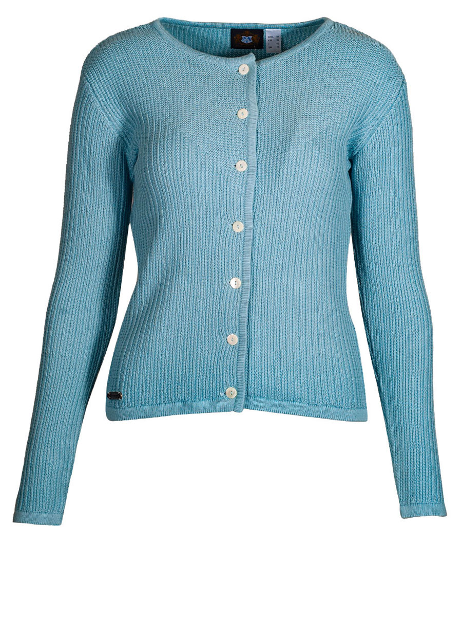 Hammerschmid Strickjacke Arburg, türkis, Perlmuttknöpfe #1