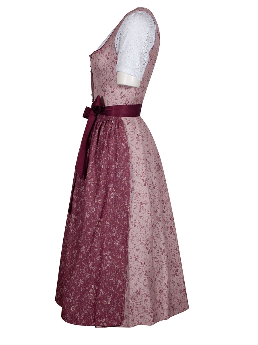 Wenger Baumwolldirndl Isabella, zartrosa-weinrot, 80lg #3