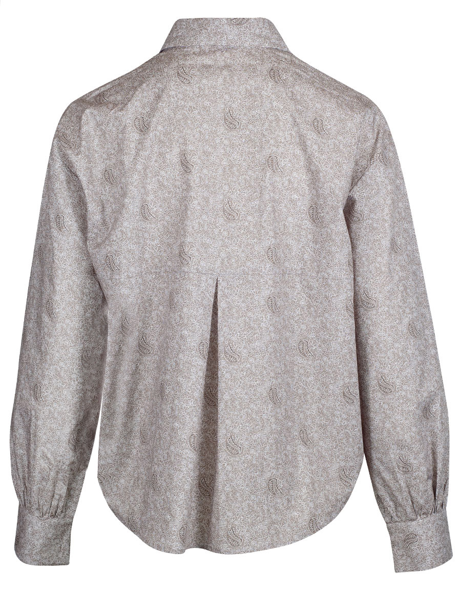 FIL NOIR Damenbluse Antonella, taupe, Langarm, Paisley #3