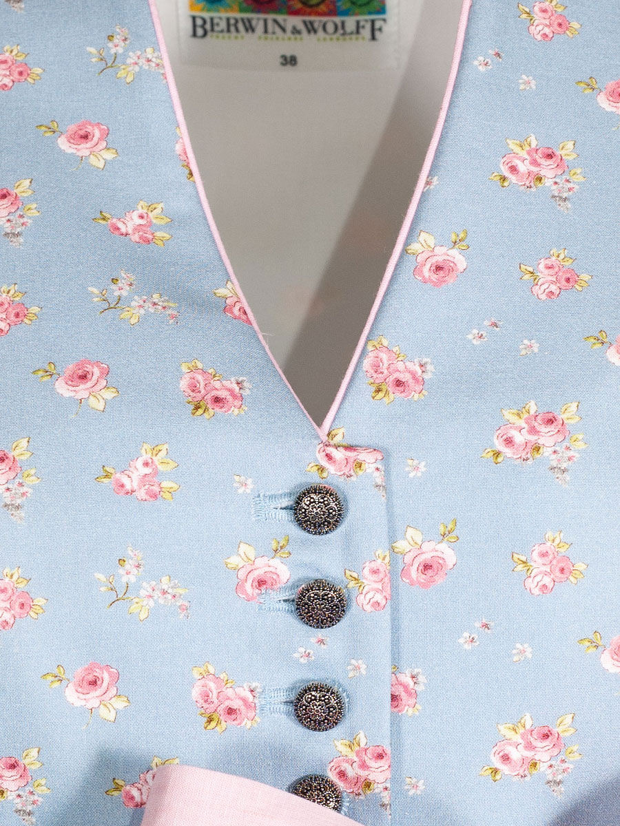 Berwin & Wolff Umstandsdirndl hellblau, geblümt, rosa Schleifenband #5