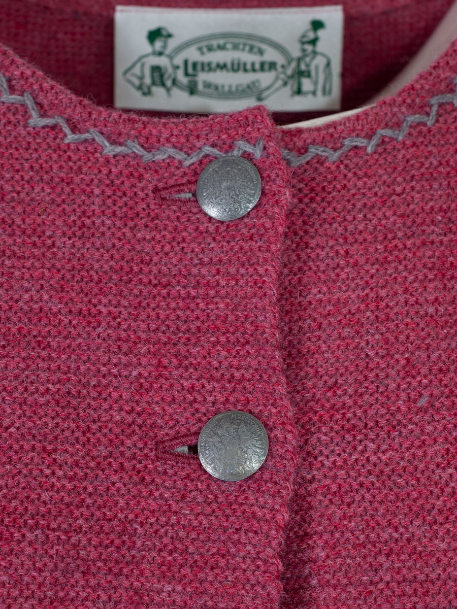 Boos Strickjacke rosa, graue Einfassung, silberne Knöpfe #4