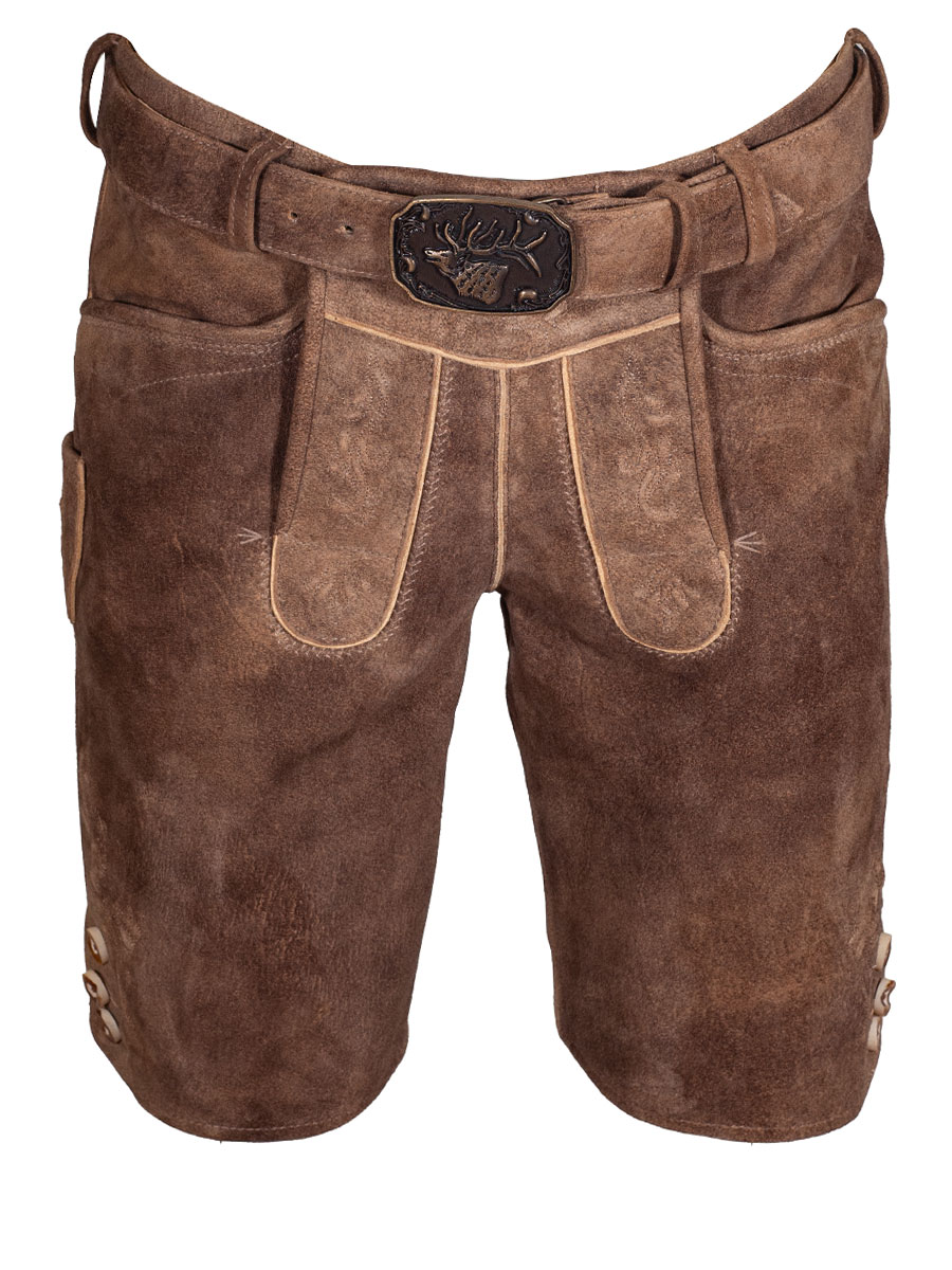 Spieth & Wensky Kurze Lederhose Rampoldi mit Gürtel, honey, braun #1