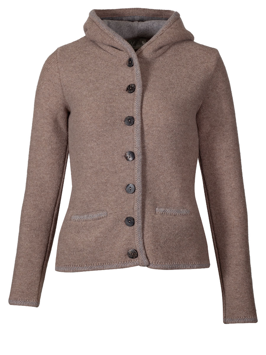 Huber Kapuzen-Strickjacke Marianne, berber-grau #1