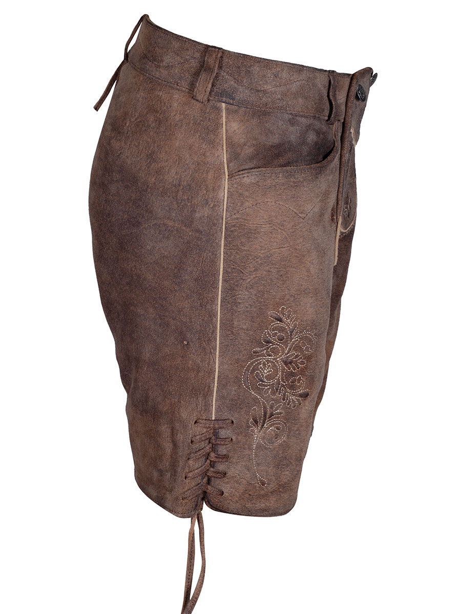Spieth & Wensky Lederhose Portal, Damen, kurz, Ziegenvelour, zeder #3