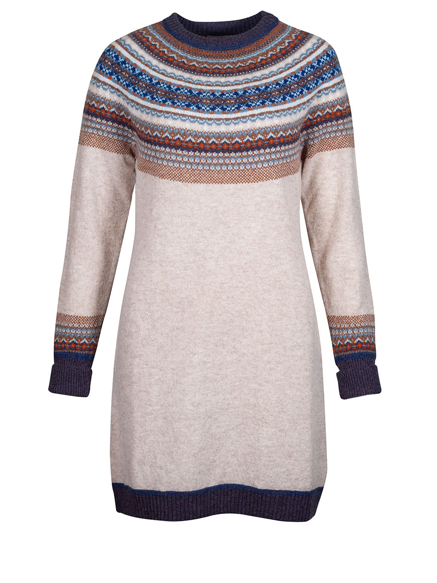Eribè Knitwear Alpine Dress, Taurus, beige, Strickkleid, Norwegermuster #1