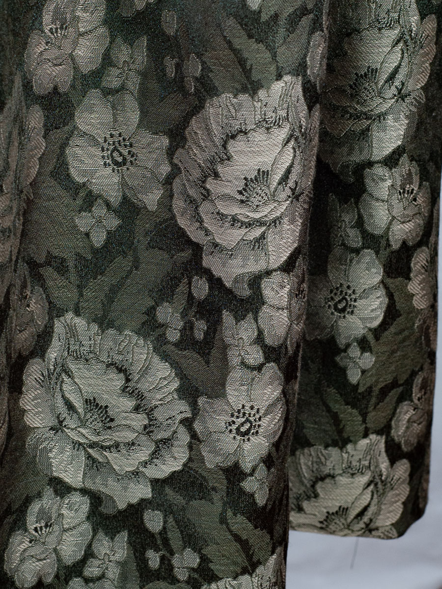 Hiebaum Faltenrock, grün mit beige, Rosenmuster, 75cm #4