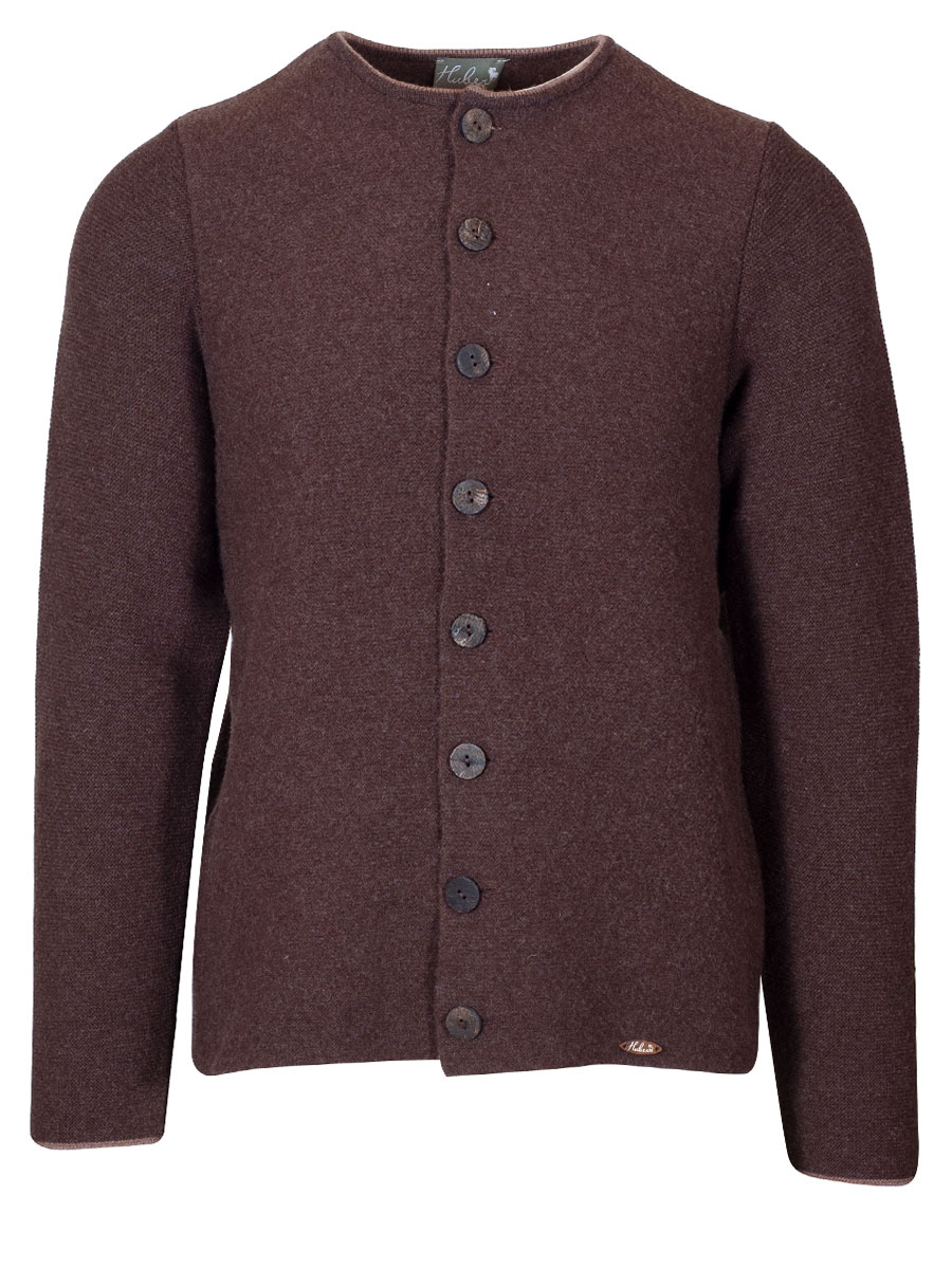 Huber Strickjanker Fred, braun, Einfassung in beige #1