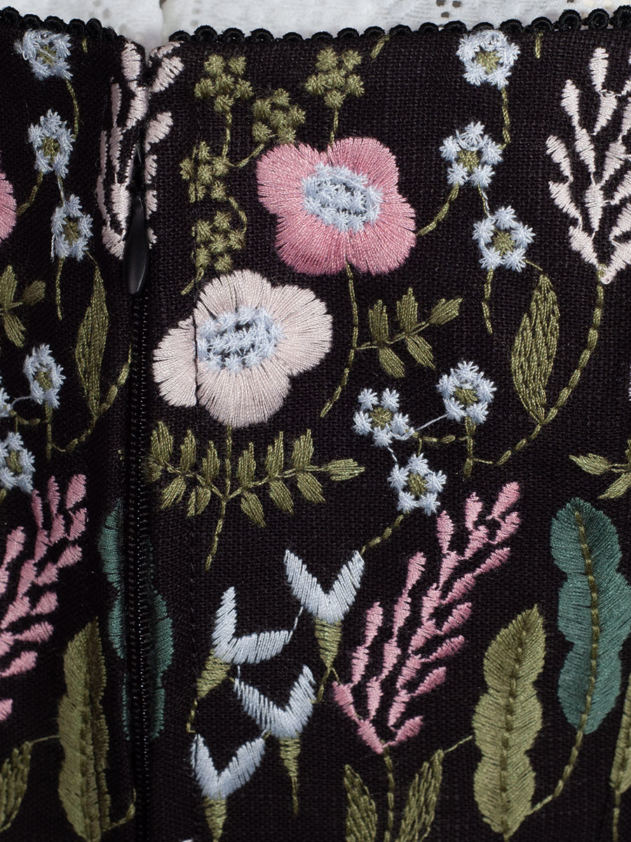 Wenger Dirndl India, Blumenstickerei, schwarz, 80lg #2