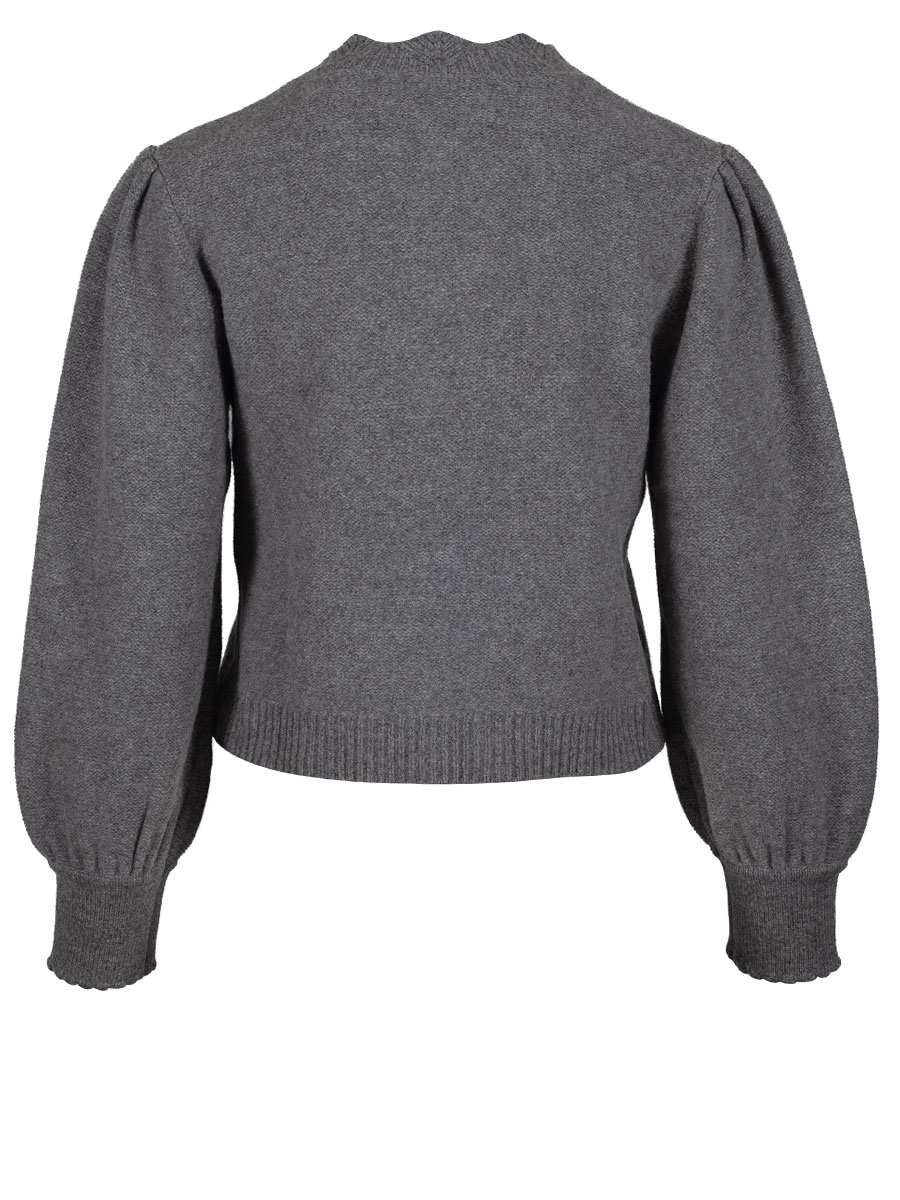 fei scho schee Strickjacke, midgrey, weite Puffarme #3