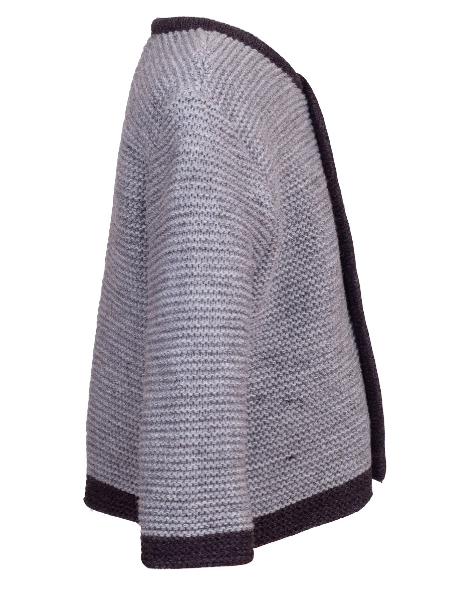 Ederer Kinderstrickjacke, Buben, hellgrau, dunkelgraue Einfassung #2