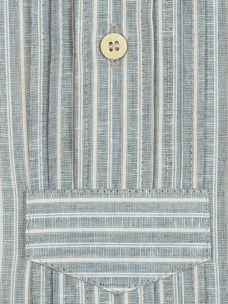 Orbis Trachtenhemd mittelbeige, gestreift, Stehkragen, Pfoad #3