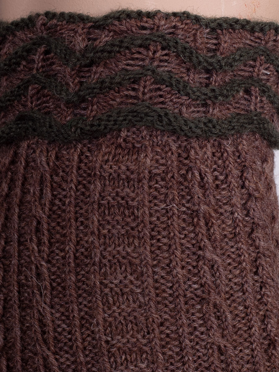 hausg'macht Umschlagstrumpf Werdenfels, hellbraun-lodengrün, handgefertigt #3