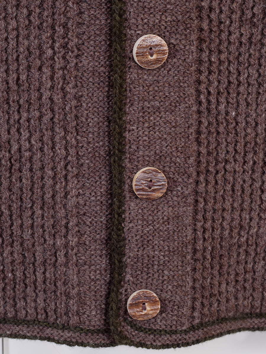 Strickjacke Dominik, mittelbraun, grüne Einfassung #5