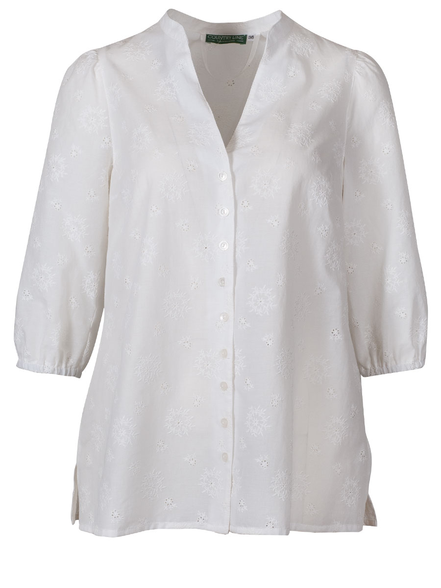 Country Line Bluse 3/4-Arm, creme, Blumenstickerei #1