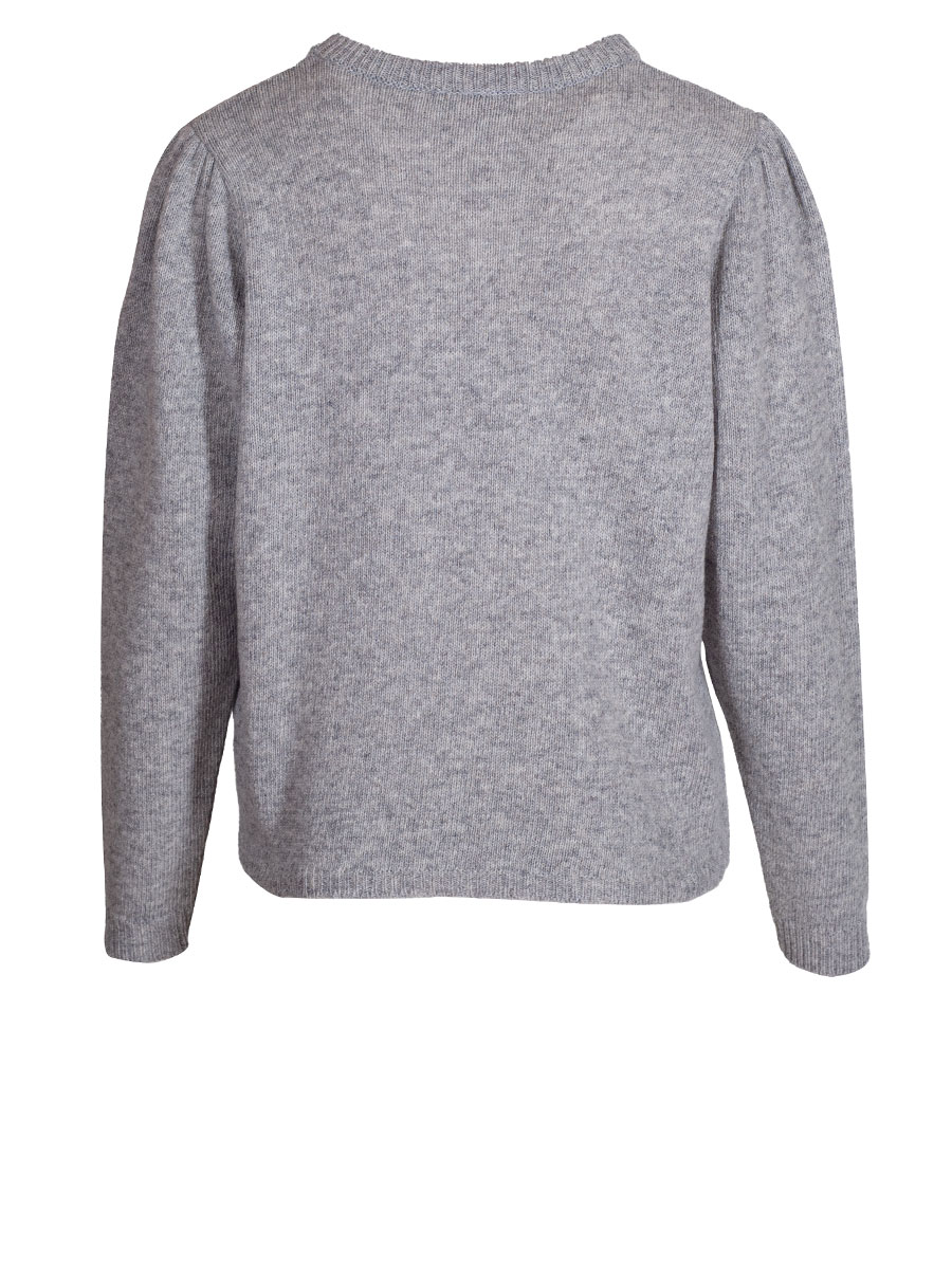 Berwin & Wolff Strickpullover, grau, Blumenstick, Puffarm #3
