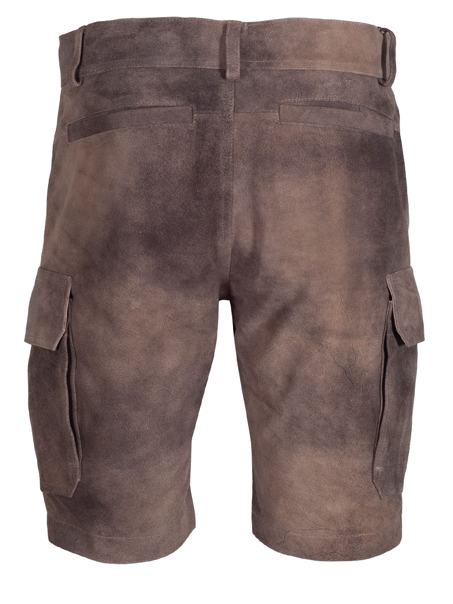Kurze Lederhose Cross, Arbeitshose, smoke braun, aufgesetzte Taschen, Ziegenvelour #3
