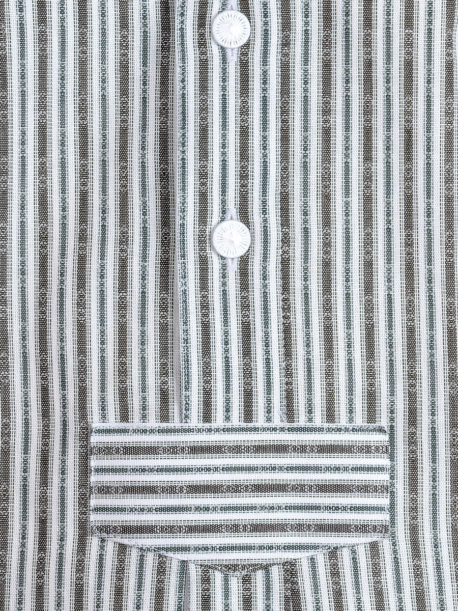 Arzberger Herrenhemd, grün-braun, gestreift, Liegekragen, Pfoad #4