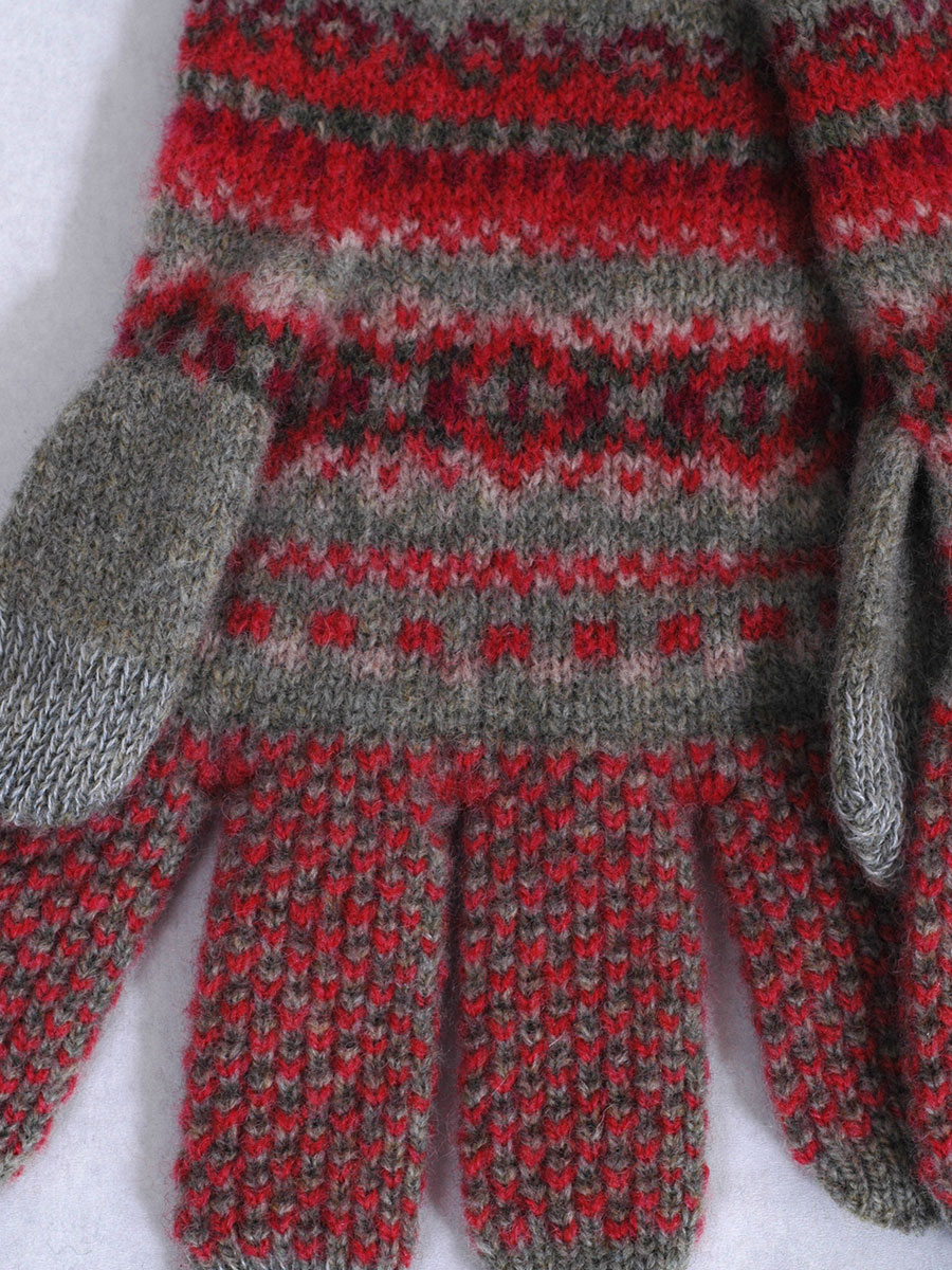 Eribè Knitwear Glove Alpine, Strickhandschuhe,old Rose, rot-grau #2