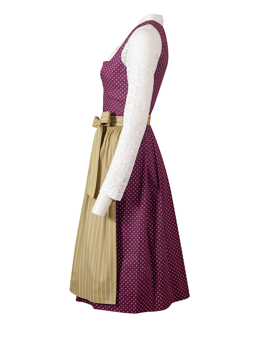 Wenger Herlinde Baumwolldirndl, weinrot-oliv, Stretch, 70cm #2