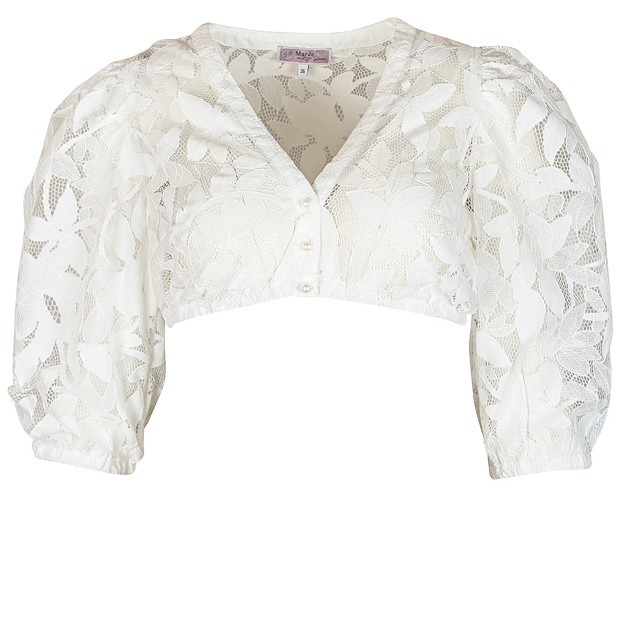 MarJo Spitzen-Dirndlbluse, weite Puffarme, offwhite #1