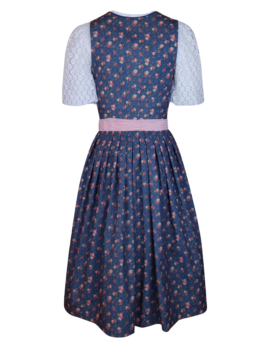 Berwin & Wolff Dirndl, blau, Rosenmuster, 70lg #3