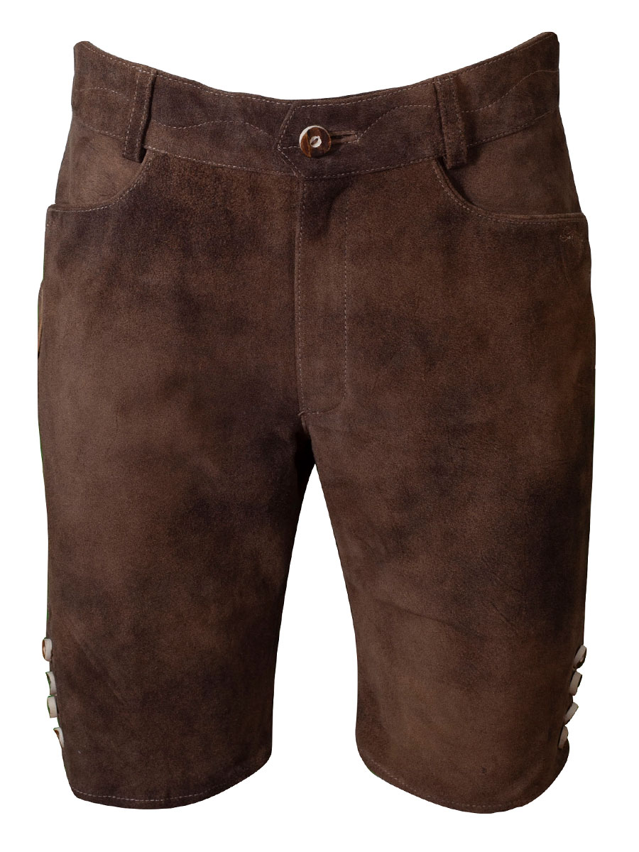 Spieth & Wensky Kurze Lederhose Pio, schotterbraun, Ziegenvelour #1
