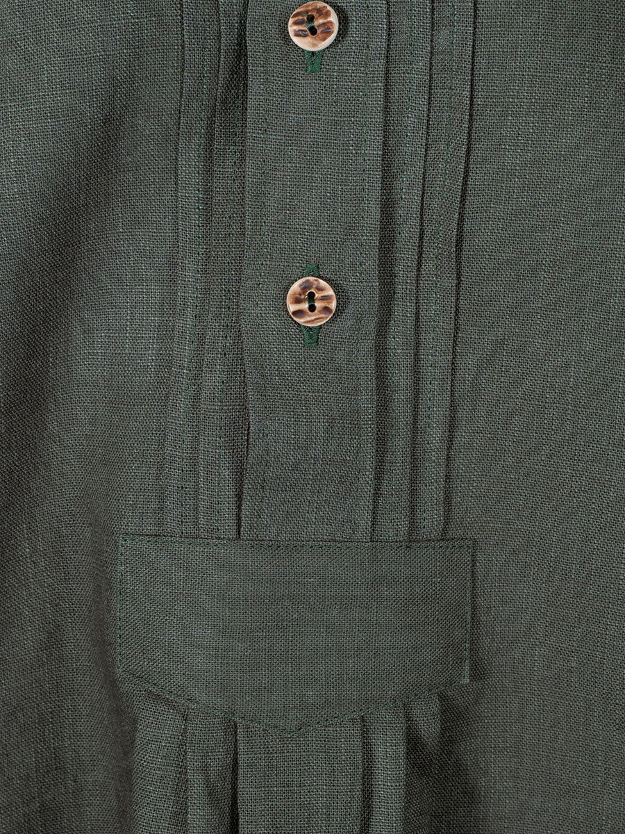 Arzberger Leinenhemd Pfoad, tanne, Liegekragen, Slim #4