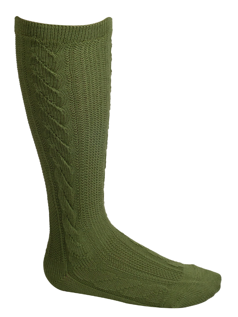 Lusana Kniestrumpf apfelgrün, Handzopf, perfekte Passform #1